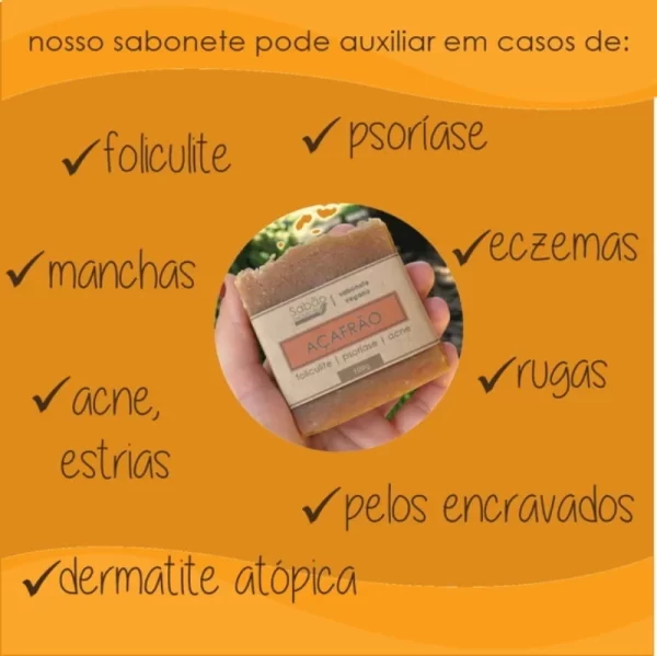 Sabonete Natural Vegano de Açafrão – 100g - Image 3