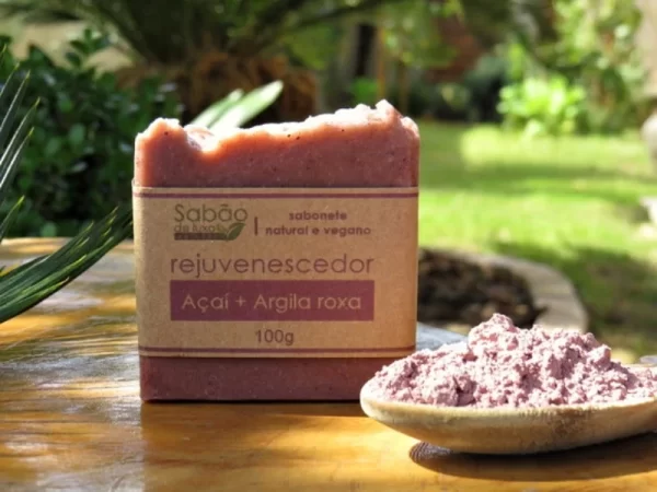Sabonete Natural e Vegano Açaí+Argila Roxa - Rejuvenescedor - 100g