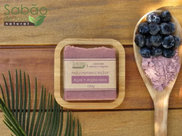 Sabonete Natural e Vegano Açaí+Argila Roxa - Rejuvenescedor - 100g - Image 2